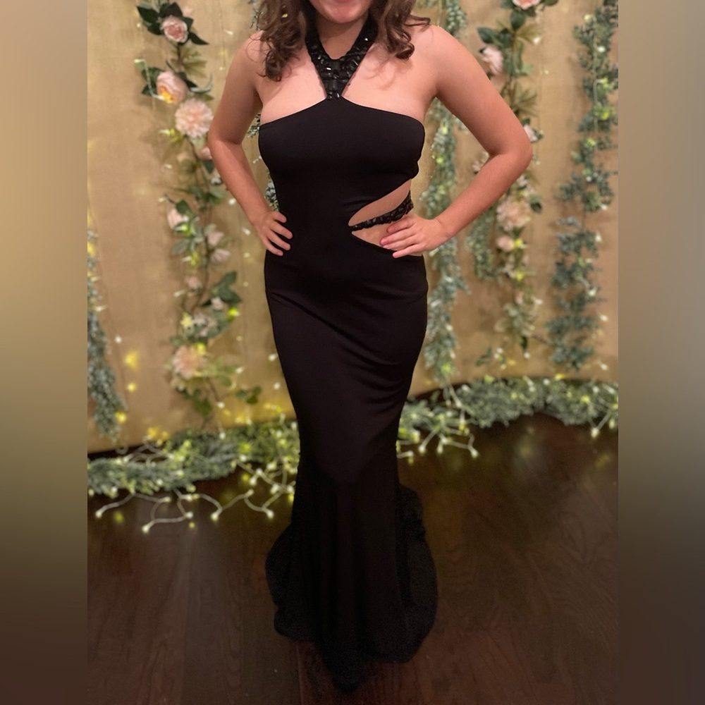 053 Jovani Elegant Black Halter Dress
